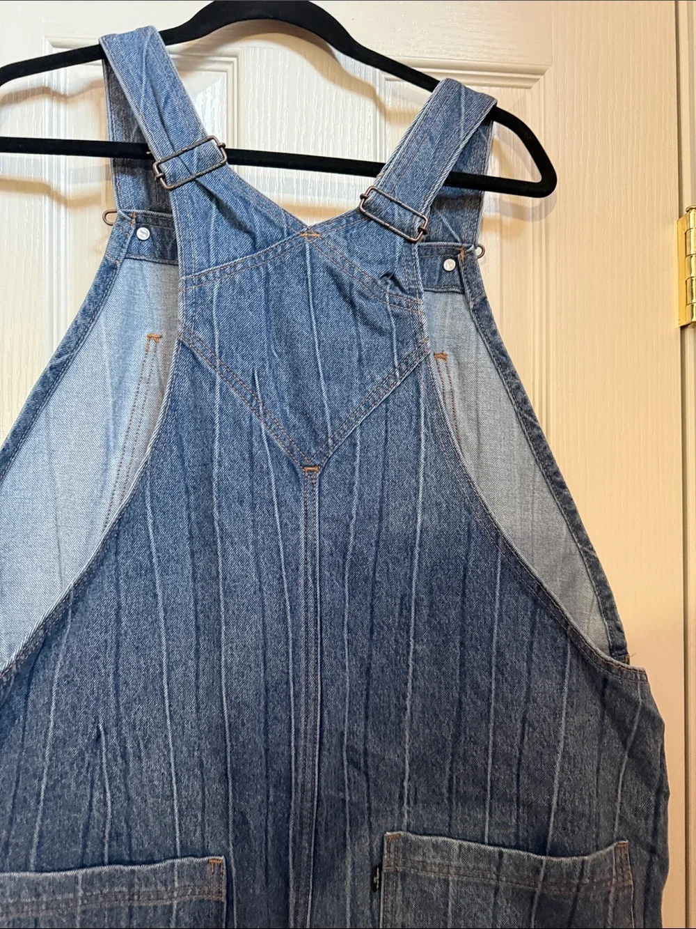 Levi's Blue Pinstripe Cargo Overalls